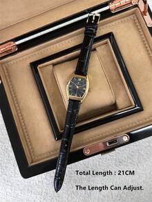 Pablo Raez 1pc 18K Gold Vintage Women's Watch, Original Charming Jewelry Ladies Watch, Summer Accessory Top Brand, Barrel-Shaped Stainless Steel Case, Luxury Women's Watch 50m Waterproof Roman Numeral Display, Casual Fashion Quartz Watch, Black Fiber PU Leather Strap, White Dial Vintage High-End Women's Watch, Teacher Gift, Suitable For Mother Or Girlfriend, Popular Style, Suitable For Party Decoration, Graduation Wedding Birthday Exquisite Gift - one-size - View 8