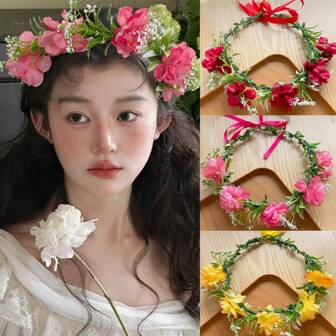 إكليل زهور الخبيزة المصنعة، إكليل زهور للفتيات، دبوس وردة للشعر، إكليل زهور للعروس، إكسسوارات شعر بوهيمية، ديكورات غابة، إكسسوارات كورية حلوة وخرافية، هدايا زفاف، شريطة رأس للصديقة المقربة والعروسة، لوازم حفلات، لوازم فعاليات، تيجان، تيارة، إكسسوارات شعر، لوازم مدرسية