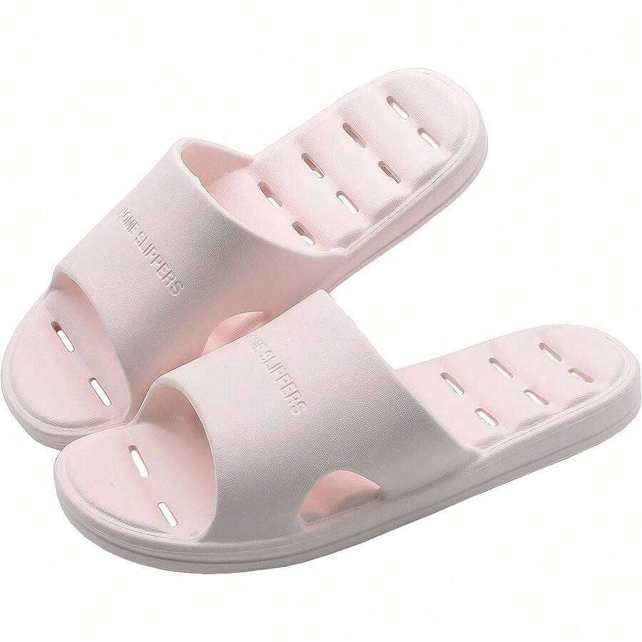 Nuevas zapatillas de ducha para mujer, sandalias antideslizantes de secado rápido para el baño, la casa y la piscina, zapatillas de interior para el gimnasio, suela blanda, color beige, tallas S, M, L, XL - Rosa 6-7 Señorita 5-6 Hombres - Ver 1