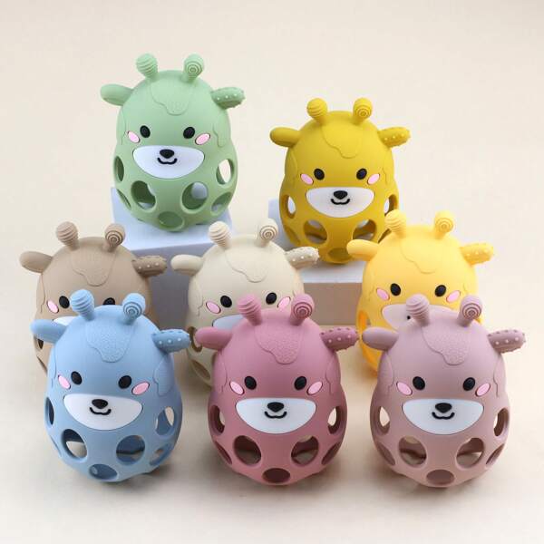 1pc Cute Silicone Deer Teething Mitten, Infant Teether, Safe Feeding Grade Silicone Chew Toy