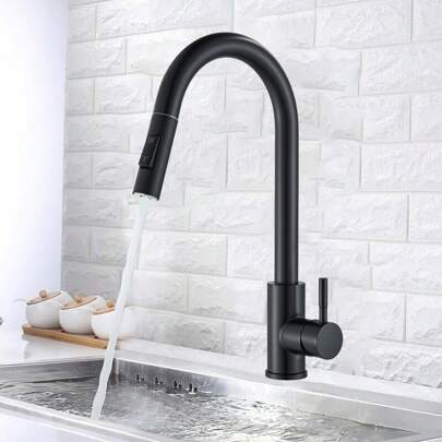 Grifo de fregadero de cocina con rociador extraíble, giro de 360°, de una sola manija y un solo orificio, mezclador de agua caliente y fría