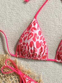 Bộ bikini hai mảnh họa tiết da báo dành cho nữ, thích hợp cho kỳ nghỉ biển và lễ hội Halloween, mùa hè 2025. - Dưa hấu đỏ - Xem 4