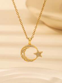 1 pièce Collier minimaliste de mode pour femmes avec design étoile de mer, cœur et étoile, décoré de zircone cubique brillants et de gouttelettes colorées, convient pour un usage quotidien, les festivals, la plage, les voyages