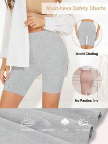 2 PCS Seamless Mid-Waist Casual Pants For Women, Women's Boxer Shorts, Anti-Friction Shorts, Underwear, And Bicycle Shorts - Multicolor - View 7