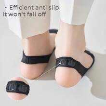 2 pares de calcetines invisibles con agarre de media palma, cómodos y transpirables, calcetines de tobillo con cojín de esponja gruesa, calcetines invisibles con perforaciones, antideslizantes y amortiguadores de impactos para zapatos de mujer