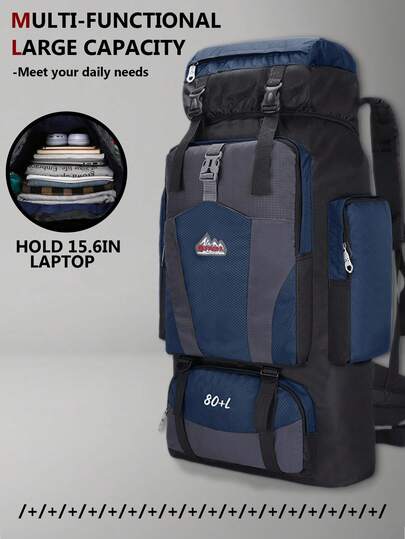 80L Multi-Functional Hiking Backpack, Large Capacity Travel Bag, Lightweight Breathable Shoulder Bag, Multi-Pocket Hiking Pack, Wet & Dry Separation Luggage Bag, Independent Shoe Compartment Camping Bag, Fashionable Ski Bag, Suitable For Travel, Vacation, Hiking, Skiing, Shock-Absorbing, Hiking, Camping, Outdoor Sports, Holiday Gift, Birthday Gift