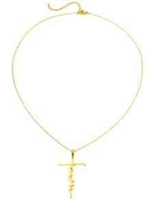 1pc Fashionable Vintage Stainless Steel Cross Pendant Necklace, Cool & Elegant Delicate Hanging Accessory