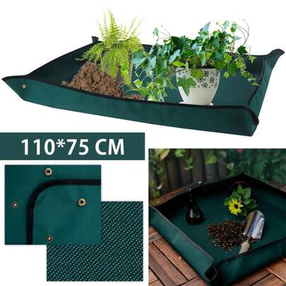 110CM Alfombrilla de Plantación Tela de Buey Alfombrilla de Repotting de Plantas Plegable Impermeable Almohadilla de Jardinería Macetas Alfombrillas de Trasplante