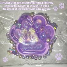 1 件挤压玩具手工制作的猫爪柔软玩具，有趣的恶作剧玩具，闪光紫色挤压猫爪，可爱柔软的柔软玩具，可缓解压力，适合成人和儿童的坐立不安的柔软玩具，圣诞节/万圣节/派对/生日新奇礼物，猫玩具（紫色） - 彩色 - 查看 6