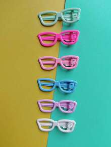 10个装多巴胺糖果色眼镜发夹，迷你逼真小眼镜金属框发夹，可爱Y2K女孩刘海夹，卡哇伊趣味发饰，女孩刘海顶部发夹音乐节发饰 - 彩色 - 查看 5