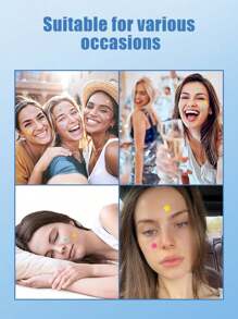 480pcs Pink, Black, White, Blue, Purple, Green, Star E-Star Facial Stickers, A Must-Have For Taking Photos, Facial Painting, Suitable For Various Parties, Gatherings, And Fun Activities.