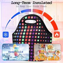 New Neoprene Lunch Bags Rmal Insulated Lunch Tote Bag Reusable Washable Neoprene Picnic Bag For Women Men - all Colorful Dots Neoprene - View 3