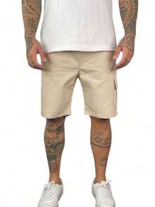 Men's Bermuda Shorts With Cargo Pockets - 米色 - 查看 6