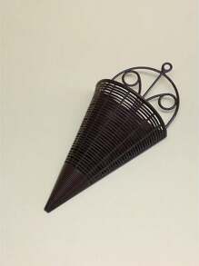 1/3pcs Vintage Rattan Style Wall Hanging Planter Lightweight Plastic Cone Flower Basket Natural Texture Design Suitable For Indoor And Outdoor Wall Mounted Vase For Balcony, Garden And Terrace, Outdoor Yard Decoration, Home Decoration, Room Decoration