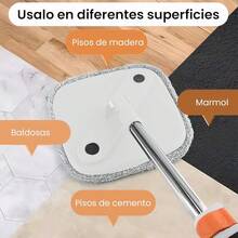 Mop Giratorio 360º – Sistema con Separación Automática de Agua Limpia y Sucia – Incluye 2 Repuestos de Microfibra – Cubeta Compacta con Drenaje y Cepillo Interno – Limpieza Rápida (Gris Claro) - Gris Claro - Ver 1