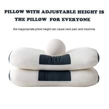 Soft Knit Massaging Neck Pillow - Adjustable Ergonomic Orthopedic Support, High Quality Polyester Fiber Fill, Removable Zippered Cover, Machine Washable, Ideal For Comfortable Sleep And Body Relaxation, Perfect Gift For Mother"S Day And Father"S Day, Ergonomic Neck Pillow | Adjustable Neck Pillow | Zippered Cover