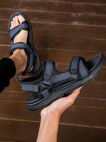 男士新款户外休闲凉鞋，软底轻便透气，适合日常通勤和沙滩穿着 - 藍色 - 查看 3