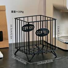 1pc Coffee Capsule Storage Box - Metal Material, New Square Design High Capacity Organizer, Home, Snack And Candy Storage Basket, Ideal For Kitchen, Bar Or Coffee Shop Counter Display, Colorful Coffee Bar Decor