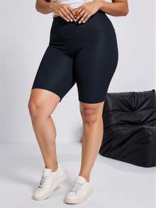 Plus Size & Maternity Women Activewear, Sports Shorts - Black - View 3