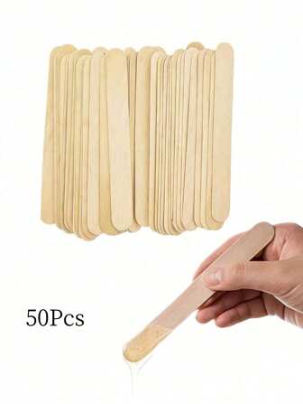 50 支装木蜡刮棒涂抹器、体毛脱毛工艺棒涂抹器刮刀、理发店美容旅行必需品美发产品及配件