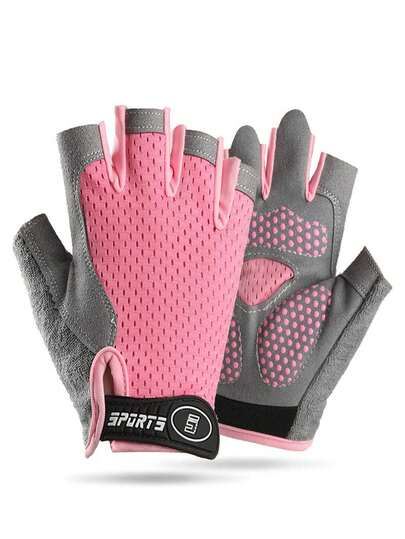 1 Pair Breathable Non-Slip Half Finger Gloves For Men & Women, Teens, Sports, Cycling, Fitness Workout