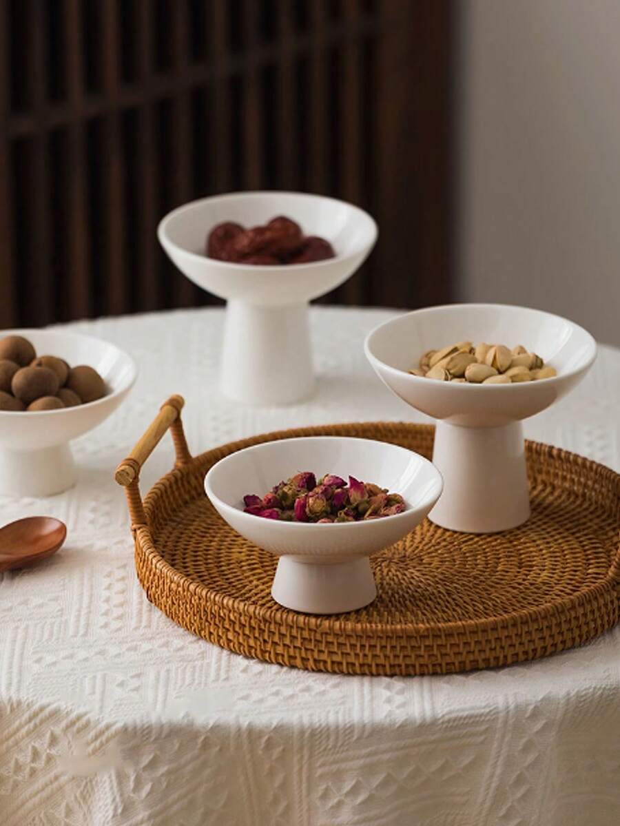 1 件简约复古陶瓷脚盘、茶点盘、水果盘、甜点盘、糕点盘、寿司和开胃菜盘、入口装饰、桌面装饰、珠宝收纳托盘