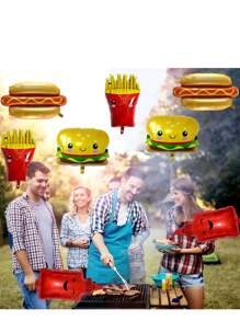 18 Unidades Balões de Látex Coloridos em Tema de Hambúrguer, Batata Frita, Alumínio, Adequado para Decoração de Tema, Festa de Aniversário, Decoração de Festival de Aniversário, Decoração de Bottom Interno, Balão Prop de Foto