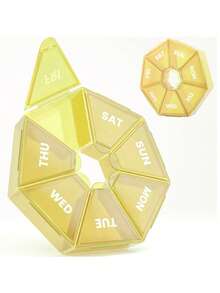 1pc Weekly 7-Day Pill Organizer Box, Rainbow Portable Round Medicine Case, Unscented Thickened Tablet Holder Back To School