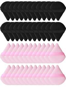Set Of 24pcs/15pcs/8pcs/3pcs Triangle Flocked Makeup Sponges, Soft & Fluffy Texture, Suitable For Face & Body Powder Puff, Makeup Beauty Tools Mixed Set
