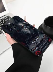 1 Stück Rose Wolf Auto Aufdruck 2D Muster, modernes kreatives Design, eleganter Stil, geeignet als Geschenk für Ältere, Freunde, Familie, Paare, Geburtstag, Feiertage. Schwarze matte Schutzhülle mit vollem Schutz, kompatibel mit iPhone 16/15/14/13/12/11/Pro/ProMax/X/XR/XS/XSMAX/7/8/PLUS und Modellen