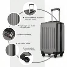 Maleta de mano rígida Kono de 20 pulgadas con ruedas giratorias, maleta de cabina rodante ligera para viajes en avión (Negro Marrón, para 1-3 días de viaje) - Gris - Ver 5