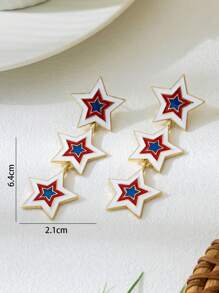 1 Pair Exaggerated Fashion Oil Drip Star Shaped Long Women Pendant Earrings, Versatile For Everyday Wear