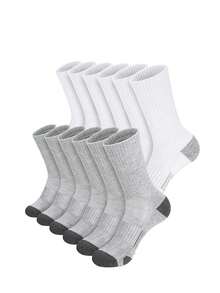5 đôi tất thể thao bóng rổ cao đến bắp chân màu đen, trắng, xám cỡ lớn dành cho nam, tất đi làm, mùa thu - Nhiều màu - Xem 6
