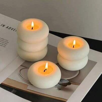 1/2/3个手工甜甜圈蜡烛，节日装饰，创意手工礼品，香氛蜡烛摆件，生日礼物，可爱装饰，摄影道具，情人节礼物，母亲节礼物，创意摆件，造型蜡烛，家居装饰，餐桌装饰，圣诞装饰