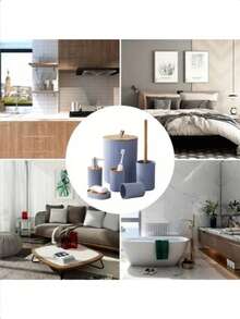 1pc Bathroom Accessories Set, 6 Pieces Bathroom Accessory Set With Trash Can, Toothbrush Holder, Lotion Soap Dispenser, Soap Dish, Toilet Brush, Bath Set Housewarming Gift Back To School - White - View 5