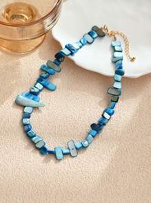 1/2/3/6/9pcs Multi-Color Natural Shell Asymmetrical Stone Sea Star Necklace Bracelet Set, Suitable For Women Spring/Summer Daily, Beach, Holiday & Casual Wear