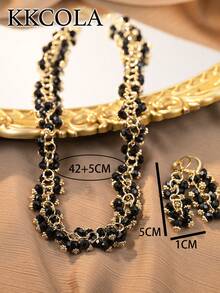 KKCOLA Set de 3 piezas de joyas de collar y aretes de color verde de moda de verano, accesorios de alta gama como regalo para cumpleaños, día de la madre, fiesta y uso diario