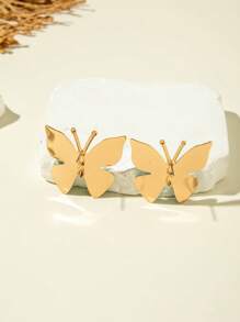 1 Pair Simple Elegant Drip-Oil Butterfly Jewelry Earrings, Suitable For Daily Wear And Gatherings/Parties, Versatile, Perfect Gift (Artificial Drip-Oil Color May Vary Slightly)