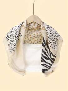 1 pezzo Nuovo foulard da donna in seta da 70cm con stampa leopardata, fascia per capelli, accessorio multifunzionale alla moda adatto per uso quotidiano