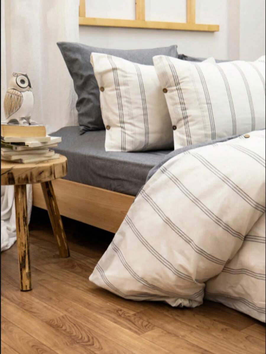 土耳其制造 - BESTİNA GOLD Harmony Hues 色织两件套双人及单人尺寸羽绒被套 | 160x220 厘米羽绒被套及 50x70 厘米枕套 | 90% 棉 10% 涤纶