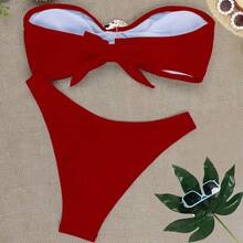 Women's Sexy Solid Color Push-Up Bikini Set, Summer Beach