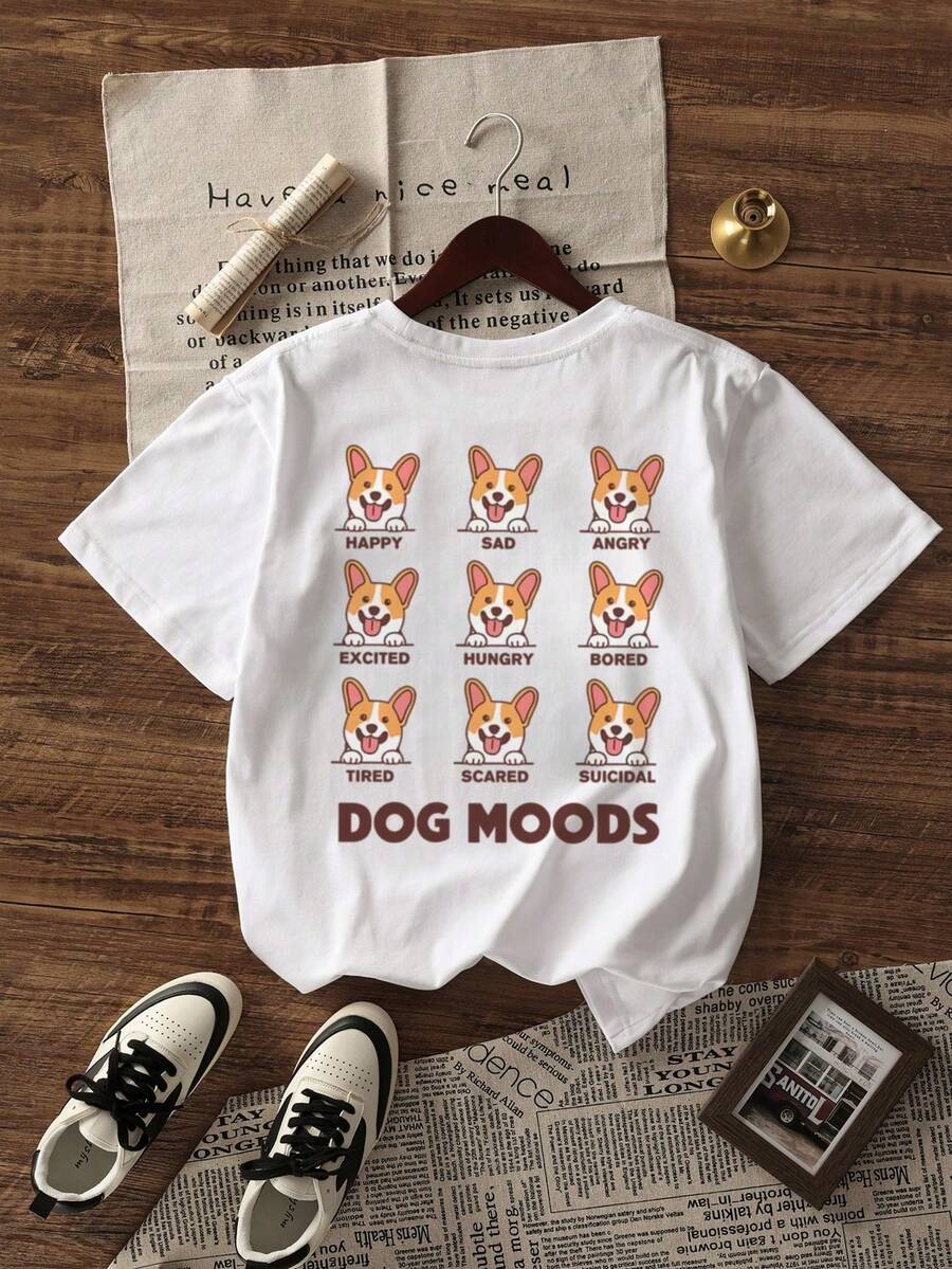 200g Pure Cotton T-Shirt 2025 Summer Ladies New Short Sleeve Pure Cotton Holiday Pattern Short Sleeve Round Neck Couple Wear Small Shirt Tops - 白色 - 查看 1