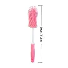 Multi-Purpose Silicone Cup Brush With Long Handle, 360-Degree Rotating Cleaning Brush For Bottles, Cups, And Containers, Reusable Kitchen Cleaning Tool With PC Handle, No Electricity Needed