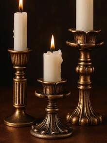 1 chiếc chân nến màu đen và vàng cổ điển, có 3 kích cỡ, chất liệu kim loại kiểu retro, thích hợp để trang trí bàn ăn, bữa tối lãng mạn, Halloween, đám cưới, trang trí nhà cửa. - Nhiều màu - Xem 7