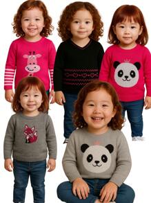 Kit 3 Suéter Feminino Infantil Menina Modelo Variadas blusas de lã Agasalho