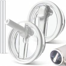 2 PCS 40oz Spill Proof Tumbler Flip Straw Lid For Cup, Leak Proof Tumbler Lid Replacement Fit For  , Reusable Tumbler Cover 40oz Cup Accessories - trắng - Xem 1