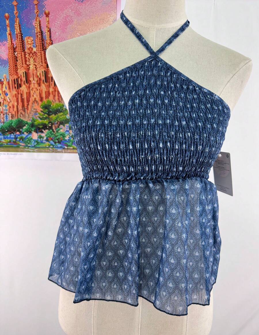 Women's Top With Prints, Casual Daily Wear, For The Summer Beach - 藍白色 - 查看 1
