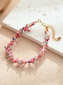 1/2/3/6/9pcs Multi-Color Natural Shell Asymmetrical Stone Sea Star Necklace Bracelet Set, Suitable For Women Spring/Summer Daily, Beach, Holiday & Casual Wear