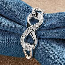 Nhẫn bạc Sterling 925 khảm Zirconia 8 hình dạng cho trang sức thời trang nam nữ Nhẫn đôi Phụ kiện tiệc đính hôn cho trang phục hàng ngày & quà tặng ý tưởng cho kỳ nghỉ - Bạc - Xem 2