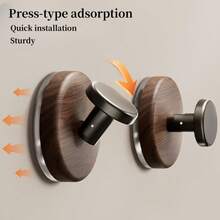 2/6-Pcs Anti-Walnut Wood Grain Suction Cup Hooks - Super Strong Plastic Suction Towel Hooks, No Drill Bathroom & Kitchen Wall Hanging Rack With Strong Adhesive, Easy Adjust & Reusable Universal Hooks For Towels, Wreaths, Home Organization Back To School - Multicolor - View 5